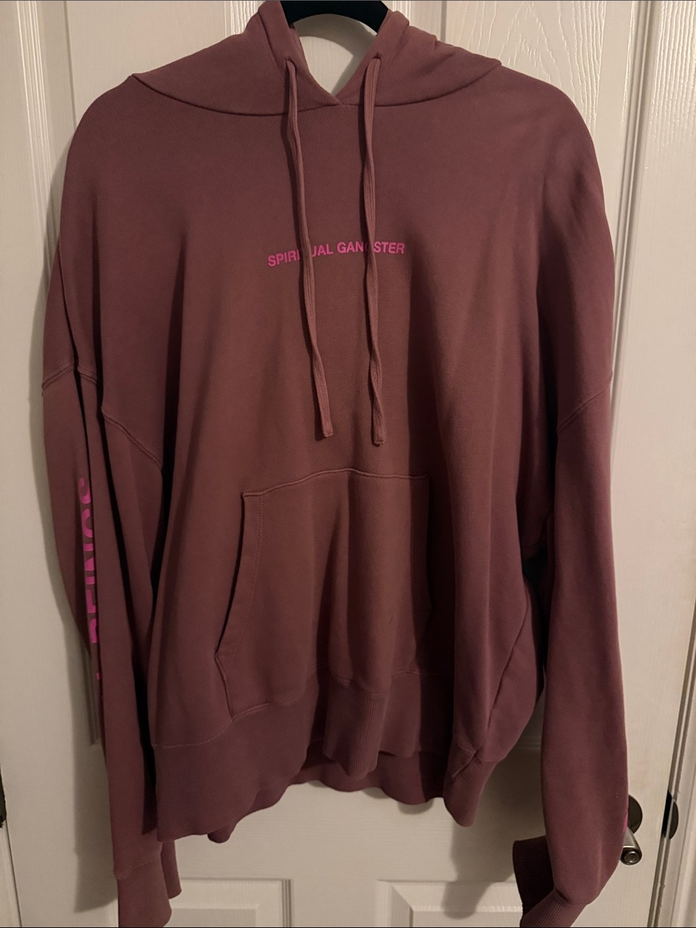 Spiritual Gangster Mauve Hoodie with Pink Logo